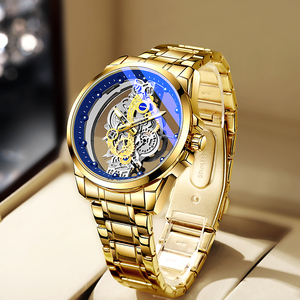 Thiết kế đồng hồ da thật nam có logo, đồng hồ đeo tay Relojes Hombre, nhãn hiệu riêng, đồng hồ đeo tay lộ máy cao cấp, nhà sản xuất - Product Image 4