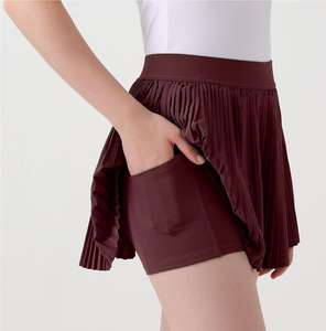 Sommer atmungsaktiv schnell trocknen hohe Taille 2 in 1 Falten röcke Tennis Badminton Pickle ball Sport rock Custom LOGO - Product Image 3