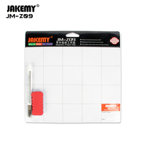 Tapis de travail magnétique résistant à la chaleur JAKEMY JM-Z09, organiseur de vis à 20 compartiments, bloc-notes effaçable pour appareils photo et téléphones portables