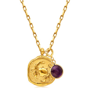 XL346 Zodiac <b>Opal</b> <b>Necklace</b> 12 18K Gold Plated Link Chain Choker Copper Moon Pendant Vintage Celestial Gift for Women - Product Image 5