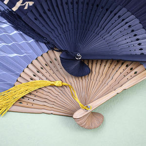 Abanico de Mano de Tela de Bambú con Mango de Bambú, 21 cm, 8 Pulgadas, Económico, con Impresión de Seda Blanca, para <span class=keywords><strong>Novia</strong></span>, Boda, Fiesta, Precio de Fábrica - Product Image 4