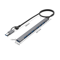 Hub USB Tipe C Universal Kecepatan Tinggi 7 Port USB 3.1 Adaptor Kabel Pemisah Pola Soket Mini Laptop PC OTN-UCA9702 Digunakan
