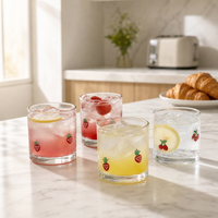 Verre à eau et jus SUNYO personnalisé avec logo, en cristal sans plomb, transparent, imprimé fruits, fraises, pour la maison et les fêtes