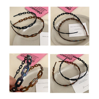 Bandeau pour cheveux Genya personnalisé avec chaîne, en acétate fin, antidérapant, pour le lavage du visage, accessoire capillaire quotidien