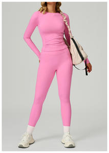 <span class=keywords><strong>Haut</strong></span> de sport respirant en Spandex/Nylon à manches longues, coupe ajustée, effet seconde peau, pour yoga, course en extérieur et fitness - Product Image 4