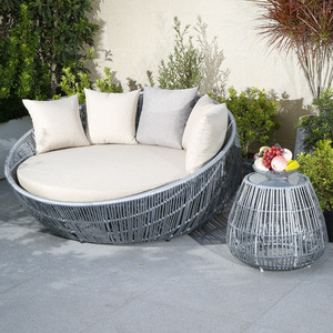 سرير استرخاء خارجي محمول من الراتان، أريكة للشرفة والتراس، كرسي استلقاء كبير مستدير - Product Image 4