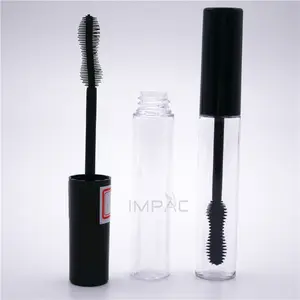 Klarer Kunststoff Wimpern Mascara Tube Behälter mit schwarzer Silikon bürste 9ml