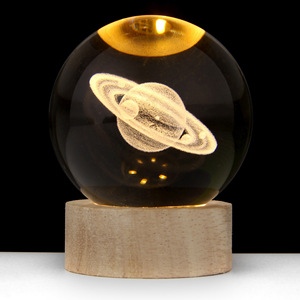 Lampe de Nuit Créative Lumineuse 3D en Forme de Boule de Cristal avec Gravure Intérieure, Décoration Astronaute et Lune, Cadeau d'Anniversaire - Product Image 5