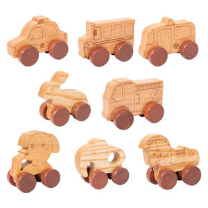 Carro de juguete de madera para niños, de arrastre inercial, para el desarrollo de la motricidad fina, juguete de madera para bebés - Product Image 1