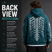 IKDEER Sweat à capuche personnalisé pour homme, coupe ample, 450 GSM, grammage lourd, style streetwear vintage, délavé à l'acide et à la pierre, 100% coton, pull-over