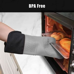 <b>Silicone</b> Printed Oven Mitts Heat-Resistant Cooking Gloves for Barbecue Grill and <b>Baking</b> Ambient Mittens for Kitchen Use - Product Image 3