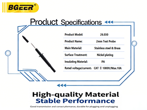 مسبار فولاذي فائق الحدة بقطر 2 مم مع قابس 4 مم للقياسات الرقمية واختبارات الكهرباء - Product Image 2