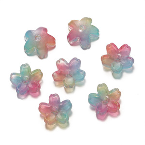 Cuentas de vidrio con degradado de color en forma de flor de cerezo para la fabricación de pulseras, cuentas sueltas de cristal de lampwork al por mayor. - Product Image 2