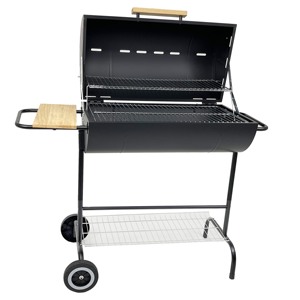 Hot Selling Foldable Fire Pit Barbque Meat Factory Price Outdoor Black Square Barbecue Smoker Charcoal Bbq With Side Table
