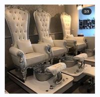Mobilier de salon de beauté et manucure Fauteuil de pédicure à dossier haut Fauteuils de pédicure avec boucle en cuir et boucle en cristal