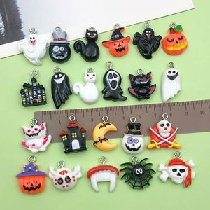 Breloques de pendentifs d'Halloween en résine, couleurs assorties, citrouille, fantôme, accessoires de bijoux DIY, formes irrégulières, décorations artistiques et artisanales - Product Image 3
