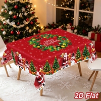 Nappe de Noël rectangulaire en polyester 180*140cm, couverture de table de Noël, décoration pour dîner de fête, maison, cuisine, salle à manger