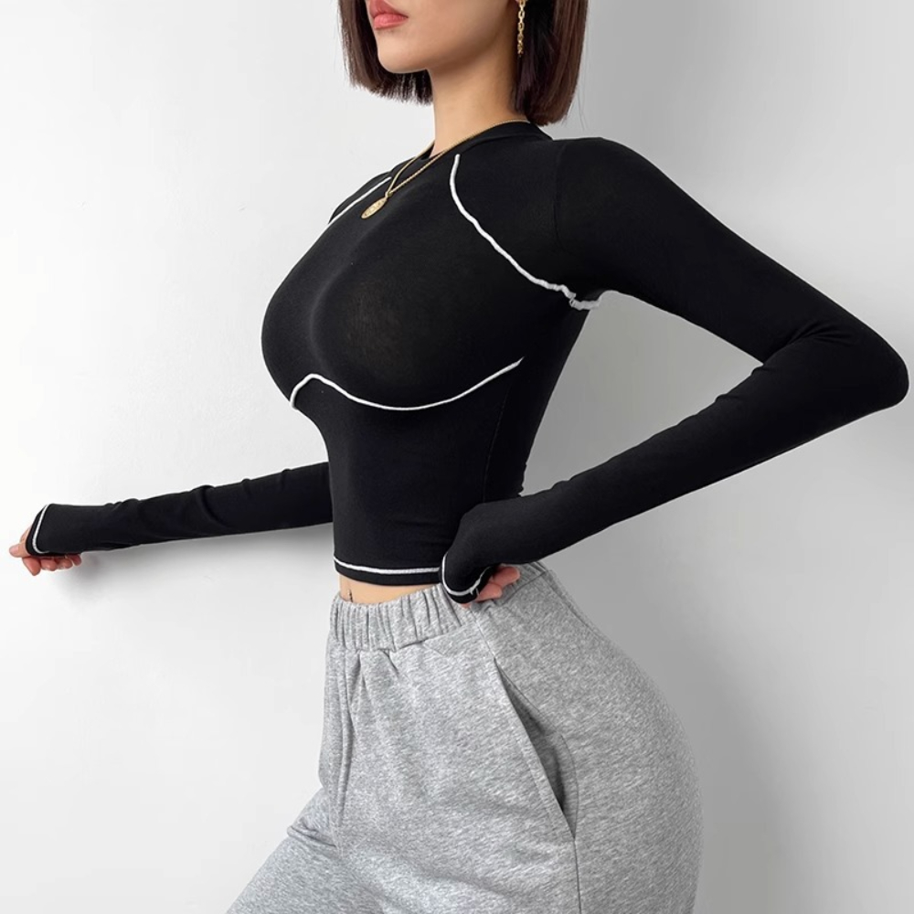 Long Sleeve Yoga Shirts for Women 2024 Fall Fashion Round Neck Breathable Lightweight Four-Way Stretch Layering Slim Fitted Tops