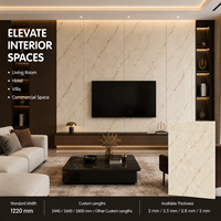 Panneau mural en PVC brillant MORLENX, marbre beige veiné fin, protection UV, pour les murs des bureaux, des halls et des appartements