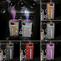 Purificateur d'air de voiture, humidificateur orné de diamants, diffuseur d'aromathérapie alimenté par USB, porte-gobelet, éclairage d'ambiance, barre d'oxygène