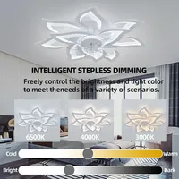 Ventilateur de plafond LED moderne avec lumière 92W, télécommande intelligente, matériau ABS, intensité réglable pour salon et chambre à coucher