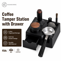 Support de tamping en plastique ABS personnalisé avec logo HC et boîte de retrait des résidus, universel 51-58mm, outil durable et réutilisable pour barista et café