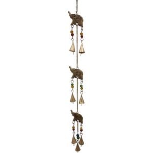 PARIJAT artisanat rustique intérieur/extérieur décor de mariage 5 éléphant fer suspendu cloche carillons éoliens perles colorées balcon doré - Product Image 1