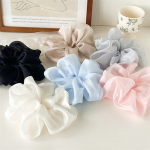 Venta superior mujeres satén seda grandes Scrunchies elegante Vintage Simple elástico bandas para el cabello para Cola de Caballo bandas de goma accesorios para el cabello - Product Image 1