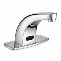 Robinet à capteur sans contact chromé, robinet automatique pour lavabo, pour toilettes publiques, restaurant, hôtel, bec courbé mains libres