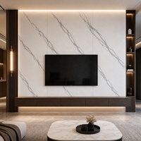 Panneau mural en marbre UV WYRAX 1220x2440mm 5mm Blanc Panda Brillant Imperméable pour fond de télévision