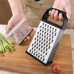 Râpe à fromage en acier inoxydable à 4 faces de 9 pouces avec récipient Râpe à légumes et pommes de terre manuelle multifonctionnelle - Product Image 5