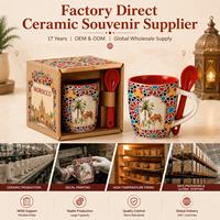 Mug à café en céramique souvenir touristique du Maroc avec cuillère assortie, style vintage chameau, pour tasses en céramique, personnalisable OEM ODM, vente en gros