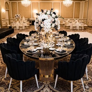 <span class=keywords><strong>Tavolo</strong></span> da Banchetto per Hotel ed Eventi con Struttura in Acciaio Inox Dorato <span class=keywords><strong>e</strong></span> Piano in Vetro <span class=keywords><strong>Nero</strong></span> a Forma di Uovo - Product Image 3