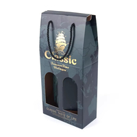 Caja de Regalo de Cartón para Vino y Whisky, con Asa Troquelada, Relieve, Laminación Mate, Recubrimiento UV, Forro de Esponja Reciclable