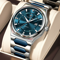 Jam Tangan Pria Mewah Poedagar 967 Quartz dengan Tali Baja Anti Karat, Fitur Tanggal, Penunjuk Waktu Bercahaya, Tahan Air, untuk Pria