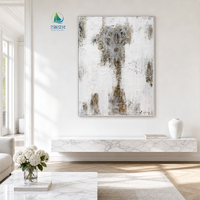 Art mural abstrait moderne, fond blanc vieilli, tons terreux, toile sans cadre, décoration, peinture de paysage nature morte