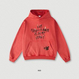 Sweat à capuche unisexe épais à épaules tombantes, effet délavé, style Hip Hop, coupe oversize, hiver, avec lettrage, 100% Coton, Écologique, Personnalisable, Vintage - Product Image 1