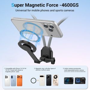 Support magnétique pour téléphone portable universel, accessoire étanche, hauteur réglable, sangle anti-vibration, connexion, respectueux de la peau - Product Image 3
