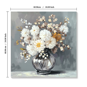 Quadro su tela con crisantemo bianco in vaso, decorazione murale in stile country, immagini vintage per la fattoria, <span class=keywords><strong>poster</strong></span> e <span class=keywords><strong>stampe</strong></span> - Product Image 2