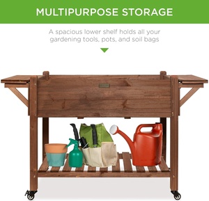 <span class=keywords><strong>Jardinière</strong></span> surélevée mobile <span class=keywords><strong>en</strong></span> <span class=keywords><strong>bois</strong></span> de design classique, <span class=keywords><strong>en</strong></span> <span class=keywords><strong>bois</strong></span> de sapin, avec trous de drainage, tables latérales pliantes et système de verrouillage - Product Image 4