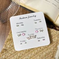 Grosir anting-anting kancing Mini, 7 pasang anting perhiasan minimalis gaya Korea lucu pemasok
