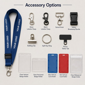 Lanière personnalisée en polyester avec impression par transfert thermique, boucle détachable, divers clips de fixation pour événements, porte-badge d'identification - Product Image 5