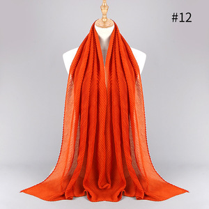 2021 Design più recente, in cotone morbido e liscio, rughe Prime crimpate, Hijab, sciarpe pieghevoli di <span class=keywords><strong>grandi</strong></span> dimensioni, sciarpa lunga tinta unita - Product Image 6