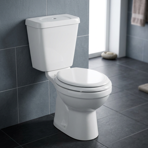 WC en porcelaine deux pièces avec cuvette carrée, siphon en P, chasse d'eau directe, abattant et réservoir, qualité export - Product Image 2