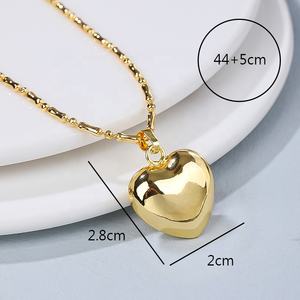 Grosir kalung liontin hati logam campuran berlapis emas 18K perhiasan Fashion dengan rantai manik-manik berbentuk bintang ulang tahun zirkonia kubik - Product Image 3