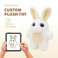 Jouet en peluche personnalisé avec rembourrage en coton PP, fonction anti-stress, matériau doux, lapin à longues oreilles, mascotte animale