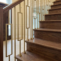 Modernes Gold Schmiedeeisen Baluster Rechteckiges Treppengeländer Hohles Dekoratives Spindelgeländer Handläufe für Terrasse und Zuhause BH Geländer