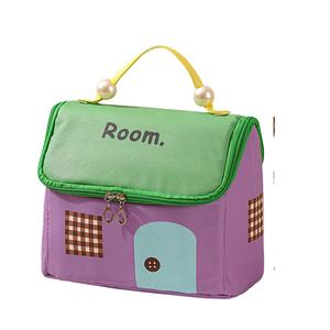 Large Capacity New Design Cute Cottage-Style Soft <b>Wash</b> Canvas Makeup <b>Bag</b> Portable Cosmetic Storage with Open Closure <b>for</b> Girls - Product Image 2
