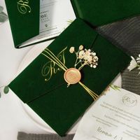 Conjunto de Invitaciones de Boda de Lujo Personalizadas con Impresión OEM, Inserto de Tarjeta con Bolsillo, Estampado en Relieve y Terciopelo