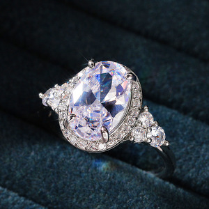 Oval Egg Shape Pave <b>Crystal</b> <b>Ring</b> for Women Minimalist Daily Party Fashion Accessories - Product Image 4